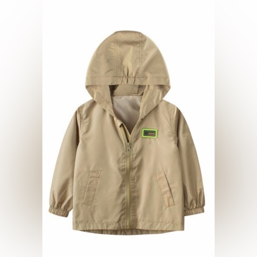 Kids Hooded Rain Jacket (Khaki)